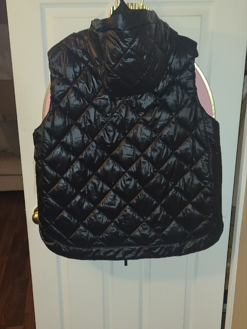 WOMEN DKNY Black Quilted Hooded Puffer Vest SZ XL - Picture 10 of 14